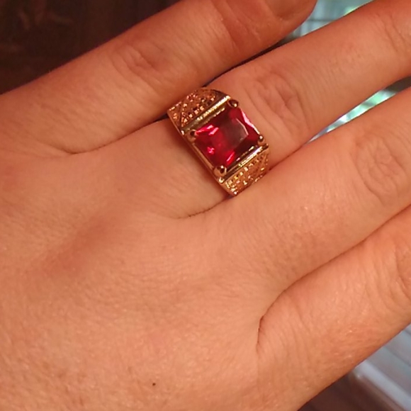 Fashion ruby and 18k gold filled ring - Picture 5 of 7